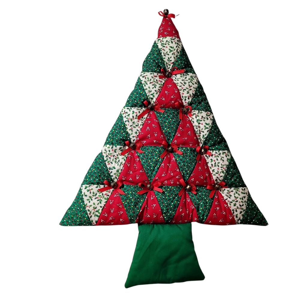 Source Unknown Red and Green Quilted Holiday Tree Decor